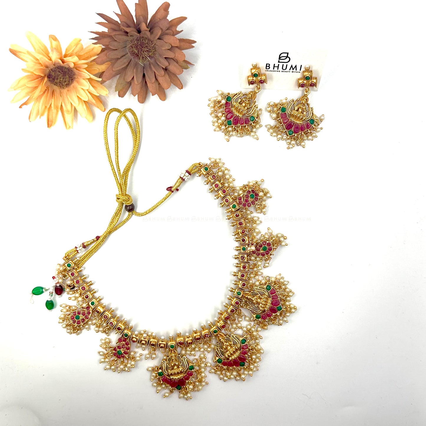 Temple jewellery #BHTP255 Lakshmi Designer Necklace Set