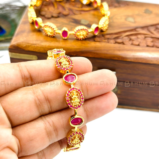 Traditional jewellery #BHTB28 Gold Tone Red Lakshmi Bangles (1 bangles)