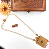 Pearl haram with rectangular floral design pendant J060
