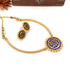 Gold tone blue Kemp necklace J388