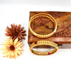 Gold tone ruby red stone designer bangle J366 (2 Bangles)