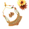 Gold tone designer choker with jhumkas TJ077