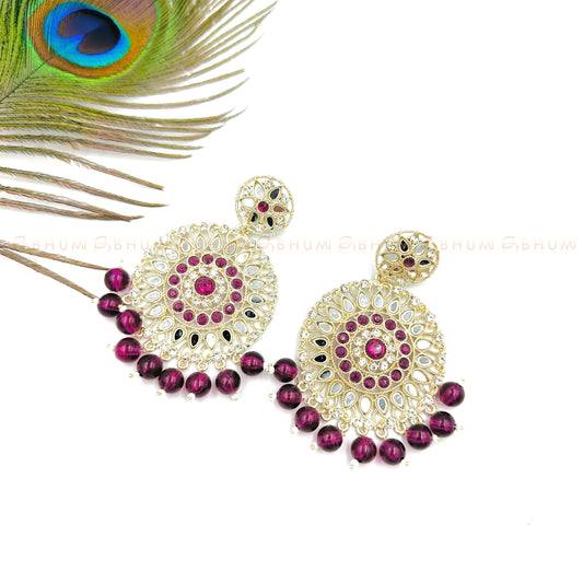 Festive #BKE09 Beautiful Gold Tone Charm Drop Mirror Earring