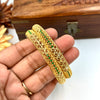 Gold tone green designer bangle J386 (2 Bangles) Size 2.6