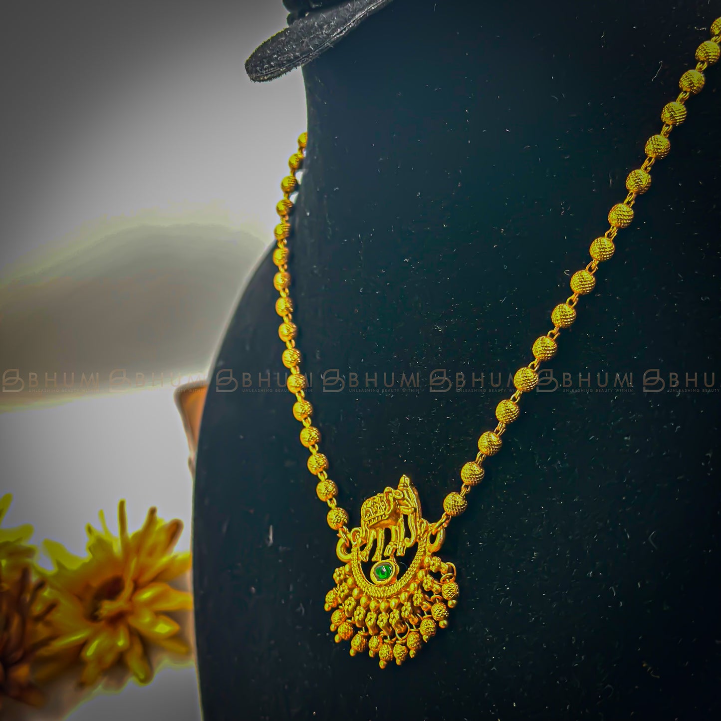 Traditional jewellery # BHTN222 Golden Tone Elephant Designer Mala