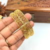 Gold tone floral designer bangle J384 (2 Bangles) size 2.6