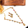 Gold plated multistone necklace with devi pendant 177