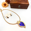 Gold plated chain with blue palaka locket J418