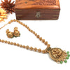 Gold-tone long chain with Devi pendant J055