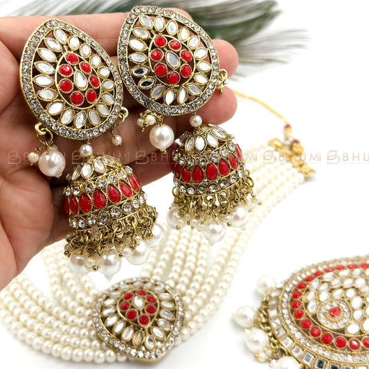 Festive #BKC35 Beautiful Mirror worked Choker with Maangtikka