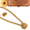 Gold tone long haram with devi pendant and earringJ061