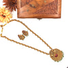 Gold-toned long chain with peacock pendant J057