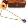 Gold plated chain with blue palaka locket J414