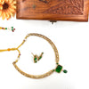 Gold tone hasli style green stone necklace  J064