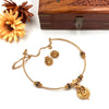 Gold tone multicolour hasli necklace with devi pendant J442
