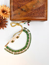 Green stone designer necklace J227