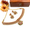 Gold-tone jadeu kundan style necklace J040