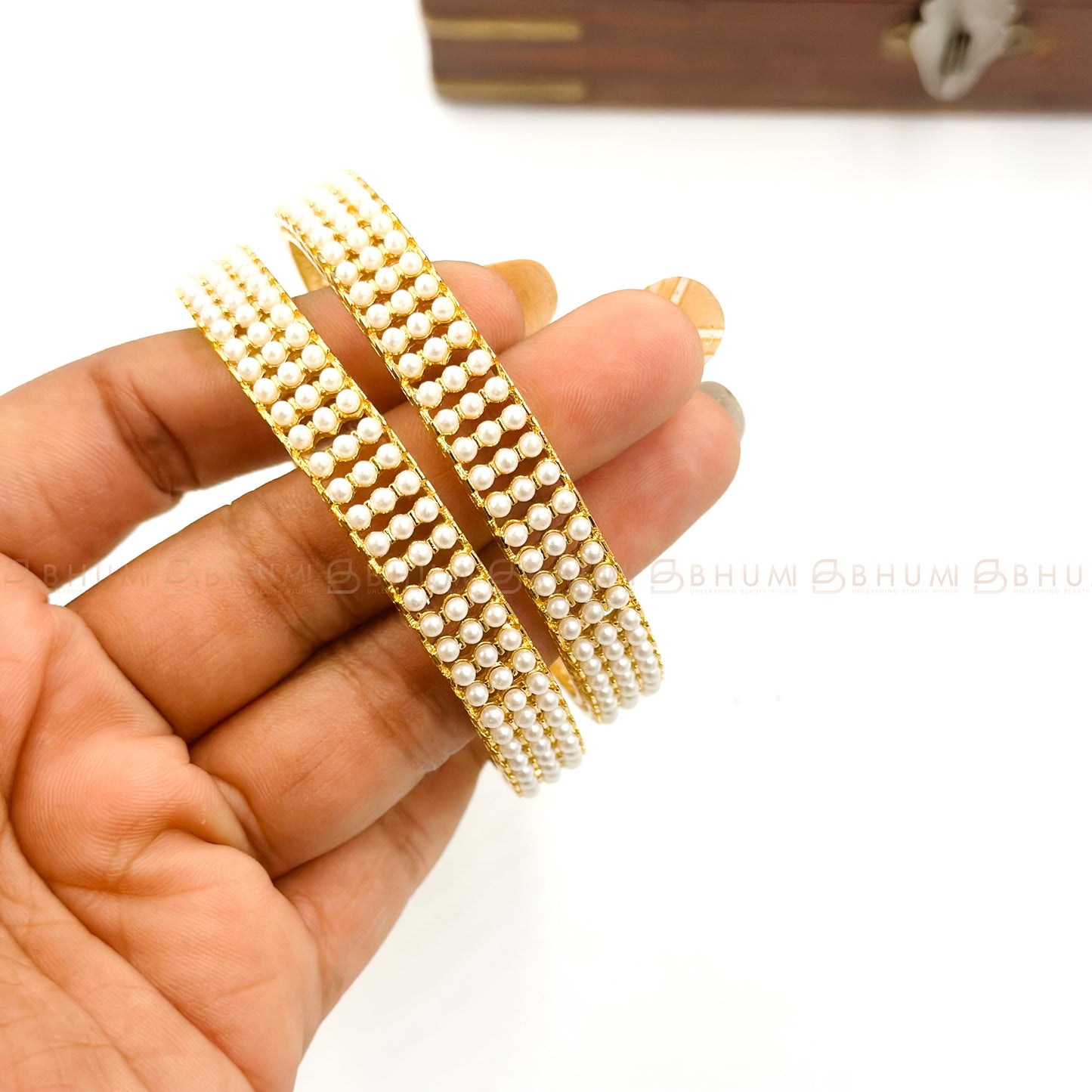 Accessories #BHTB102 Matte Finish Pearl  Bangle Set