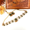 Beautiful gold-toned traditional green stone palaka choker J037