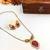 Kerala style gold tone pink palaka chain 191
