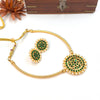 Gold tone blue Kemp necklace J390