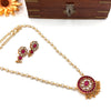 Pearl ruby red stone necklace J238