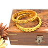 Gold tone flower designer bangle J193 (2 Bangles)