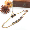 Gold tone blue lotus choker 173