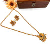 Gold tone necklace with designer locket J411