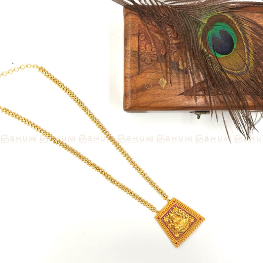 Temple jewellery # BHTN110 Goldtone Chain with Lakshmi Pendant