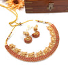 Gold tone necklace with elephant design J413