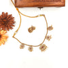 Gold tone pink stone traditional designer necklace J727