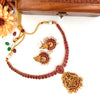 Gold tone red stone with devi pendant  J230