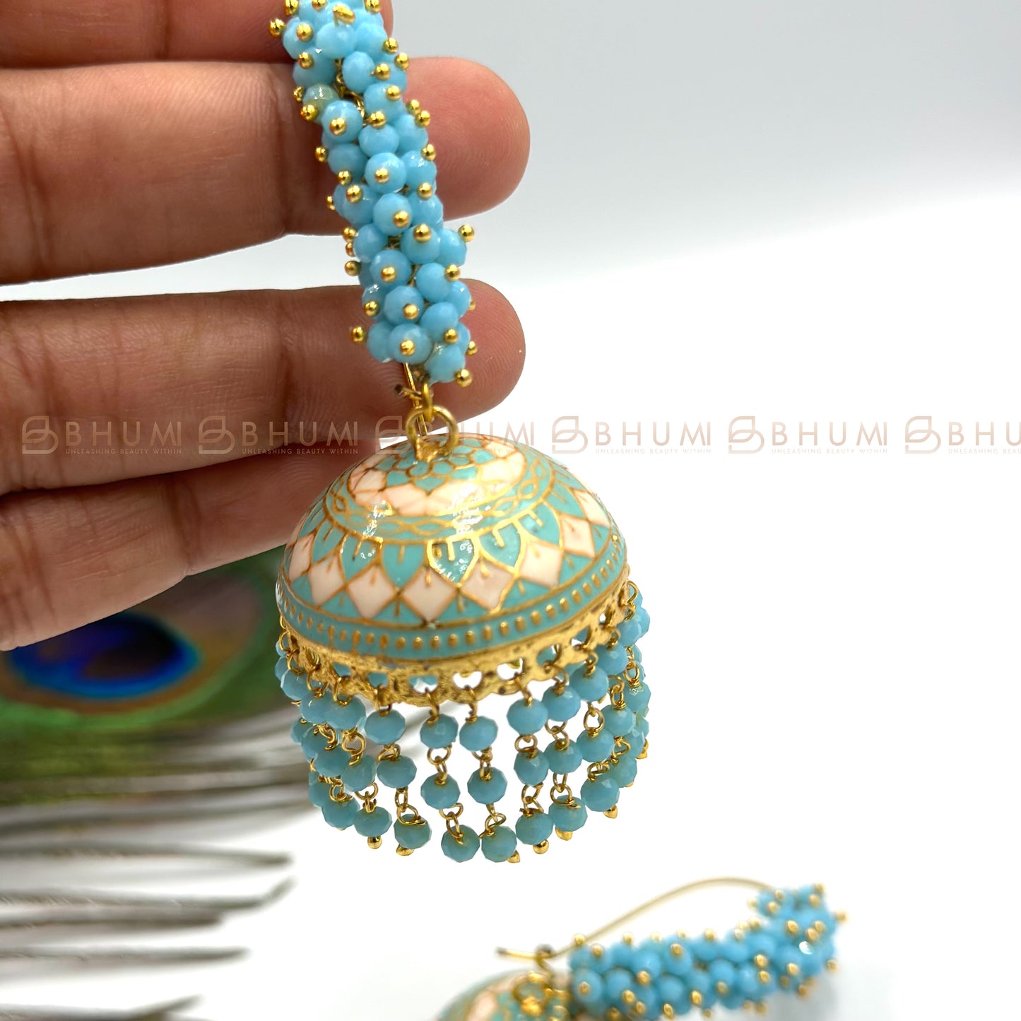 Festive #BKE18 Festive #BE21 Beautiful Gold Plated Handcrafted Blue Enamel Statement Jhumka Earring