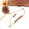 Gold tone red lotus necklace 171