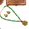 Green beaded long haram with devi pendant J224