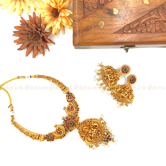 Temple jewellery #BHTP204 Lakshmi Designer Necklace Set