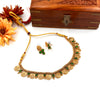 Gold Tone Green Devi Engraved Coin Necklace J087