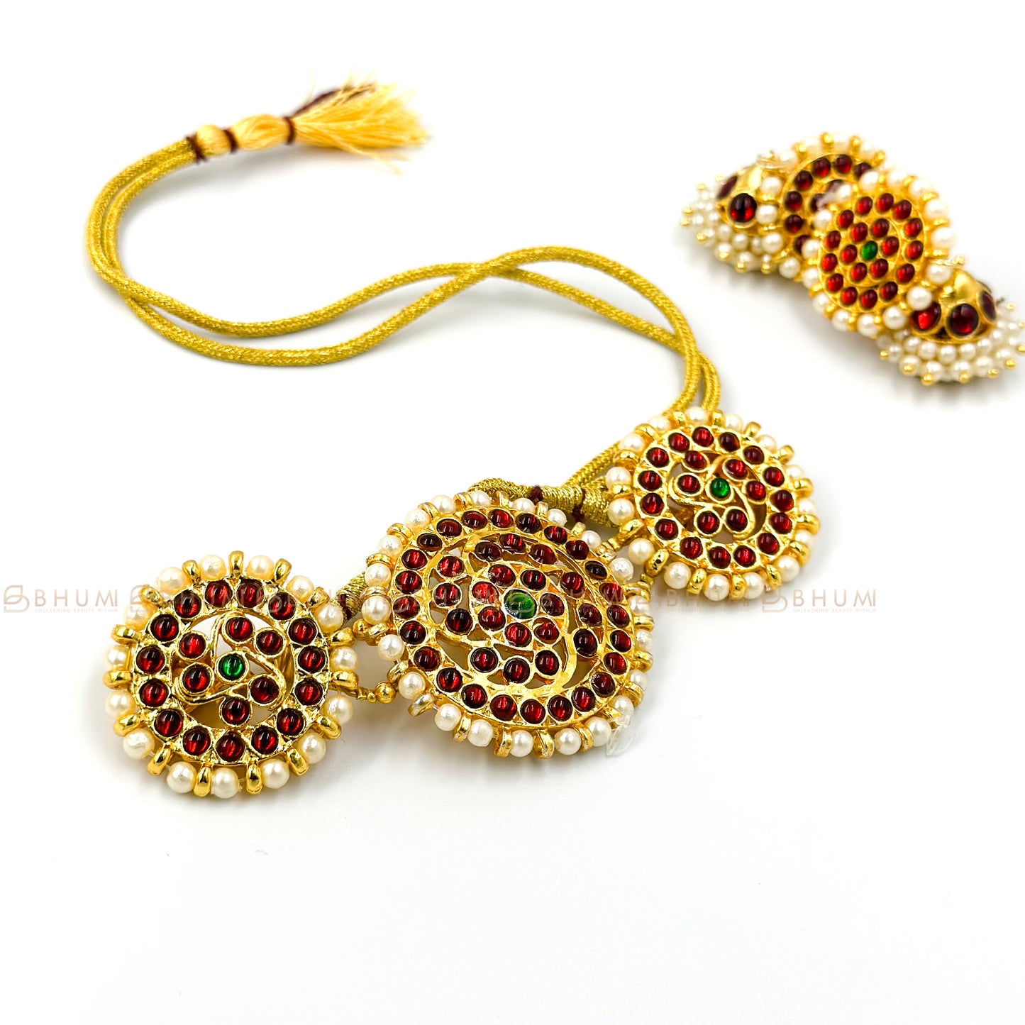 Traditional jewellery #BHTN12 Gold tone Kemp Pearl Necklace Set