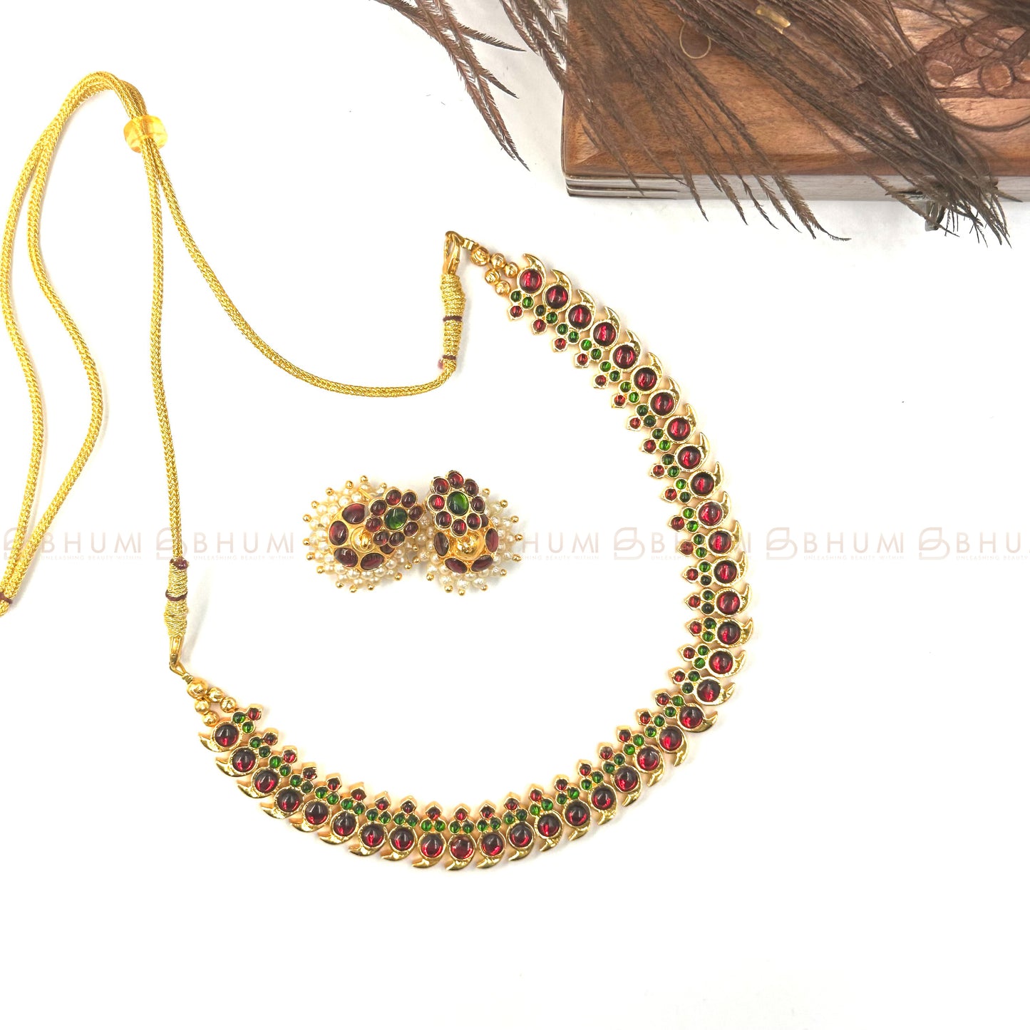 Traditional jewellery #BHTN102 Gold tone Kemp Pearl Necklace Set