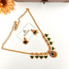 Gold plated green palaka necklace J416